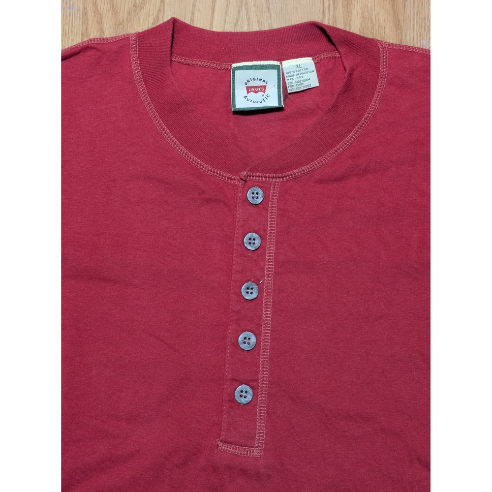Levi's Mens Short Sleeve Henley Shirt Red XL
